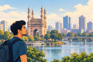 Illustration of a generic Hyderabad cityscape