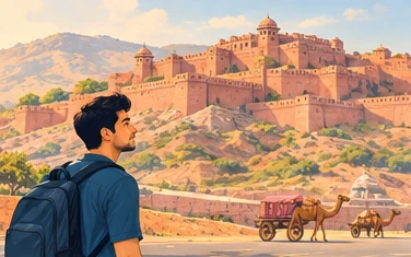Illustration of a generic Jaipur cityscape